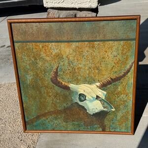 Cow skull steer skull western painting by Pat Driskel “To A New Beginning”